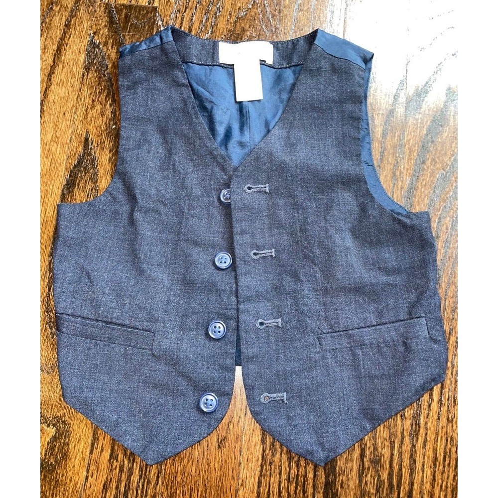 Janie & Jack boys wool Vest and matching pants heathered blue size 3